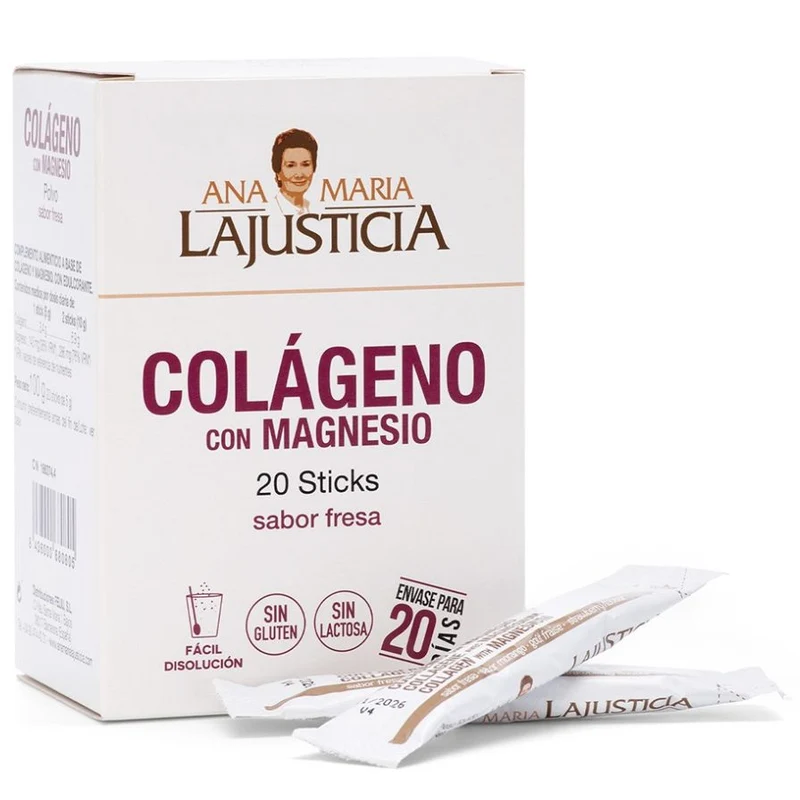 Colageno Magnesio Fresa 20 Sticks | Ana Maria Lajusticia
