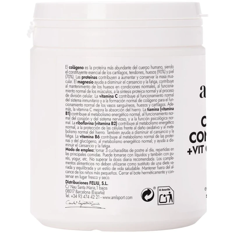 Colageno Vitamina B1 B2 B6 Magnesio Polvo 350 gr | AML Sport
