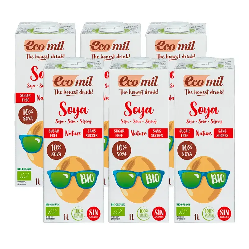 Ecomil Bebidas Vegetales Soja Ecológica, Pack 6 x 1 litro