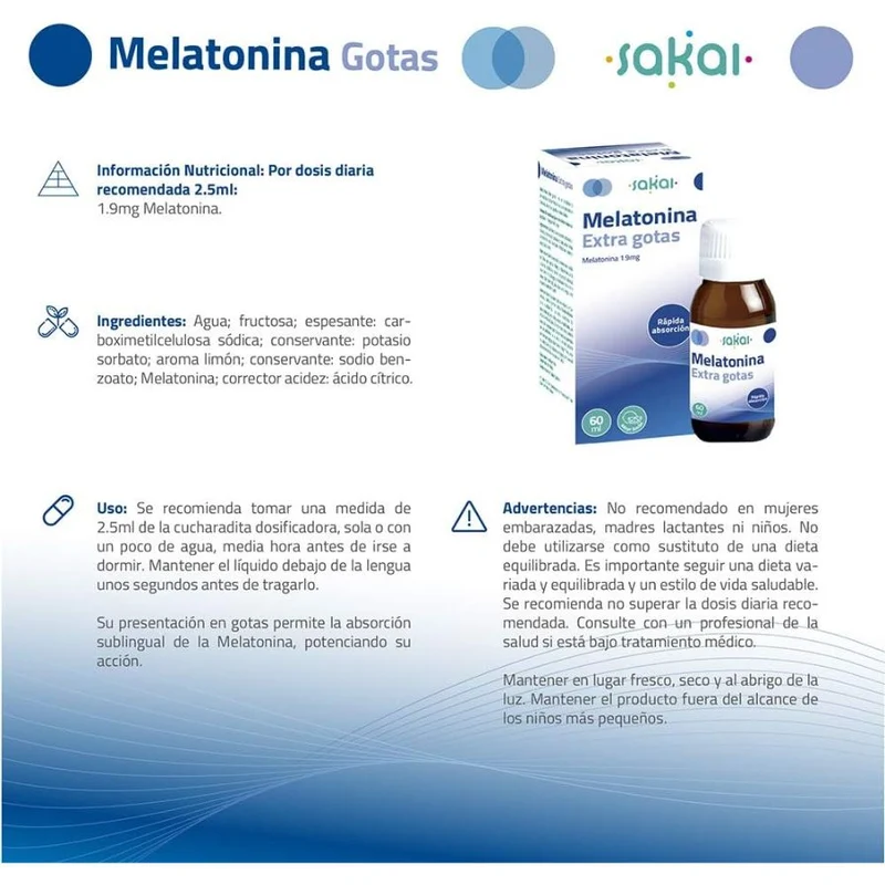 Melatonina Extra Gotas 60 ml | Sakai