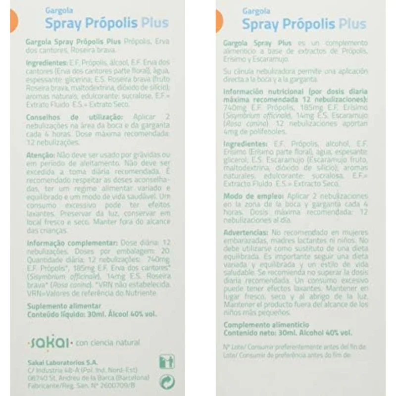 Gargola Spray Plus Propolis 30 ml | Sakai