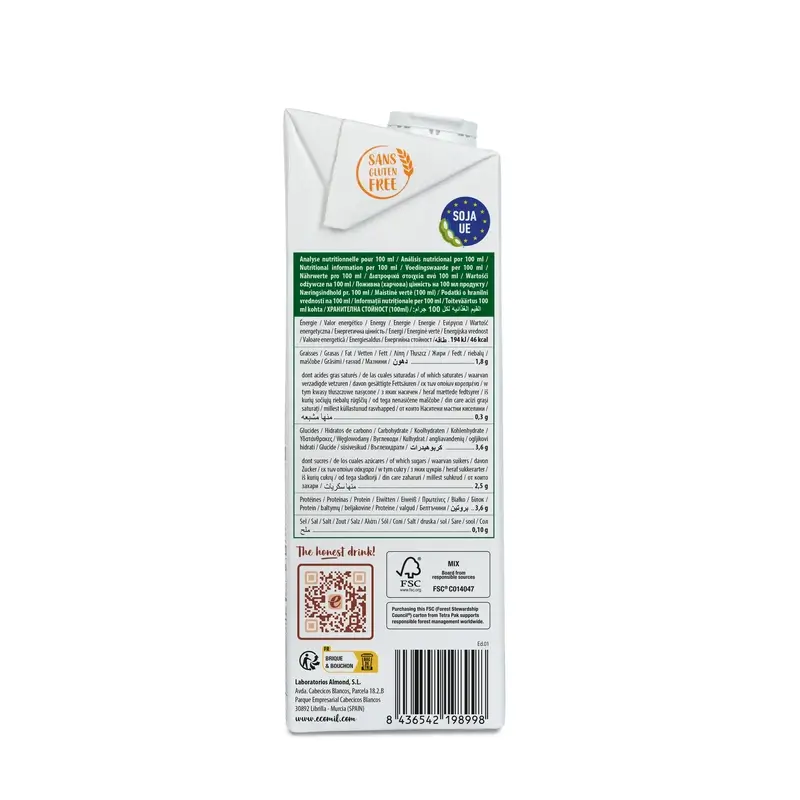 Ecomil Bebidas Vegetales Soja Barista Ecológica, 1 litro