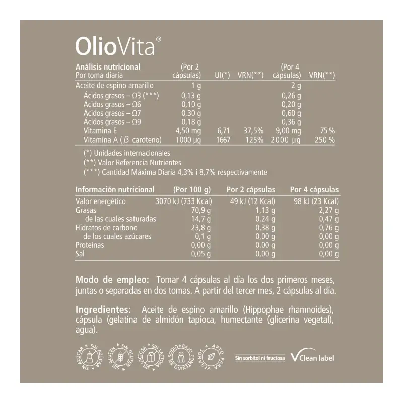 Oliovita 150 cápsulas - Con aceite de espino amarillo rico en Omega 7