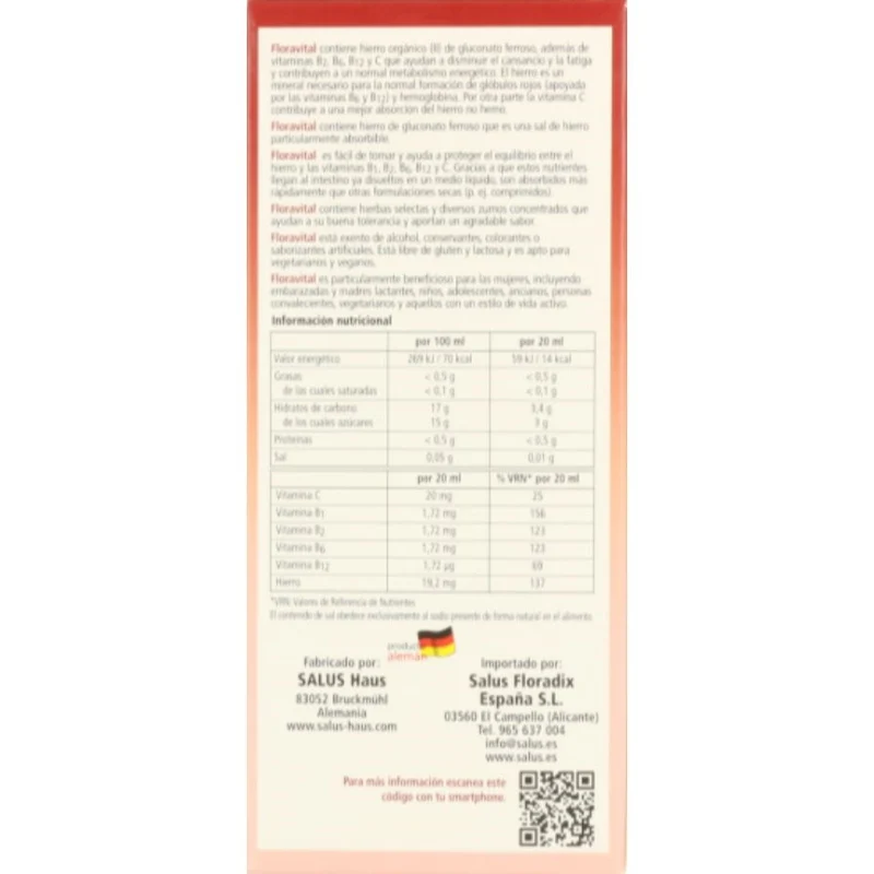 Floradix Floravital Jarabe 250 ml | Salus