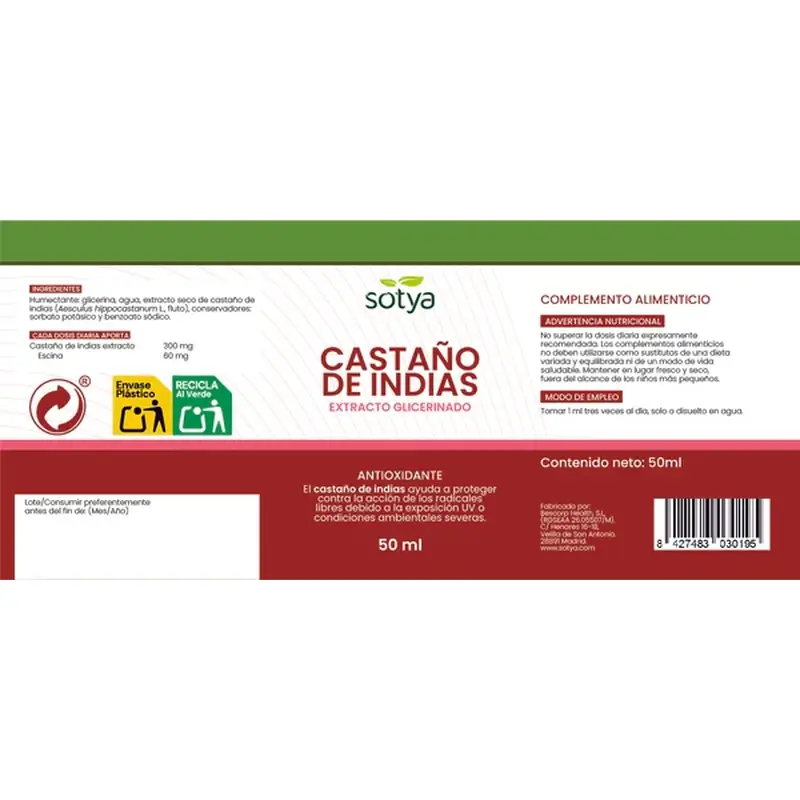 Sotya Castaño Indias Extracto Glicerinado , 50 ml
