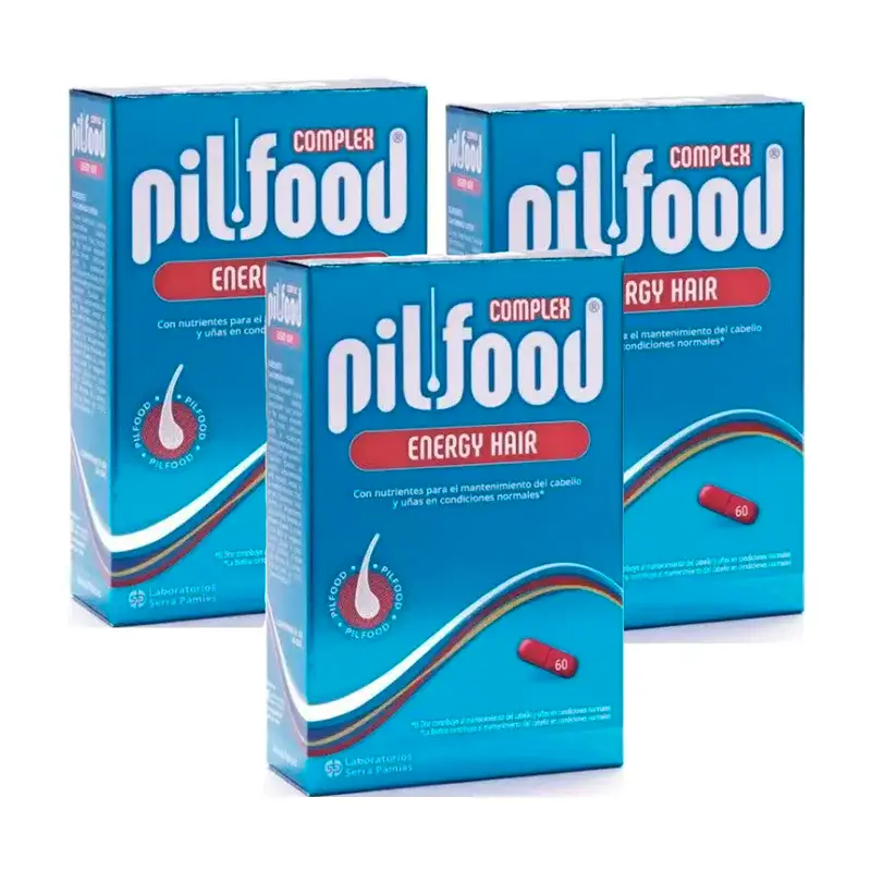 Pilfood Complex Nutrientes Para Cabello y Uñas, Pack 3 x 60 comprimidos