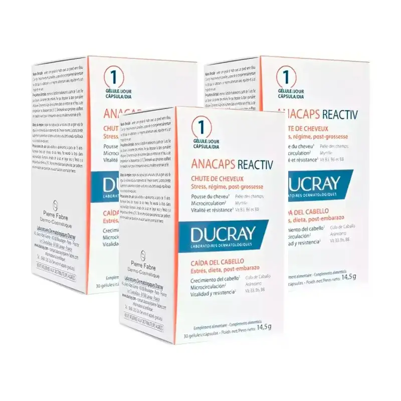 Ducray Anacaps Reactiv, Pack 3 x 30 cápsulas