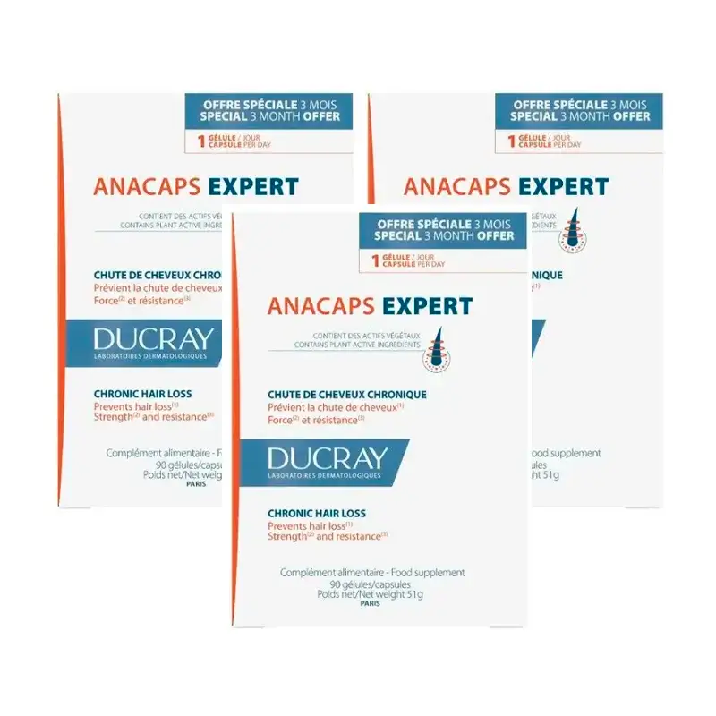 Ducray Anacaps Expert, Pack 3 x 90 cápsulas