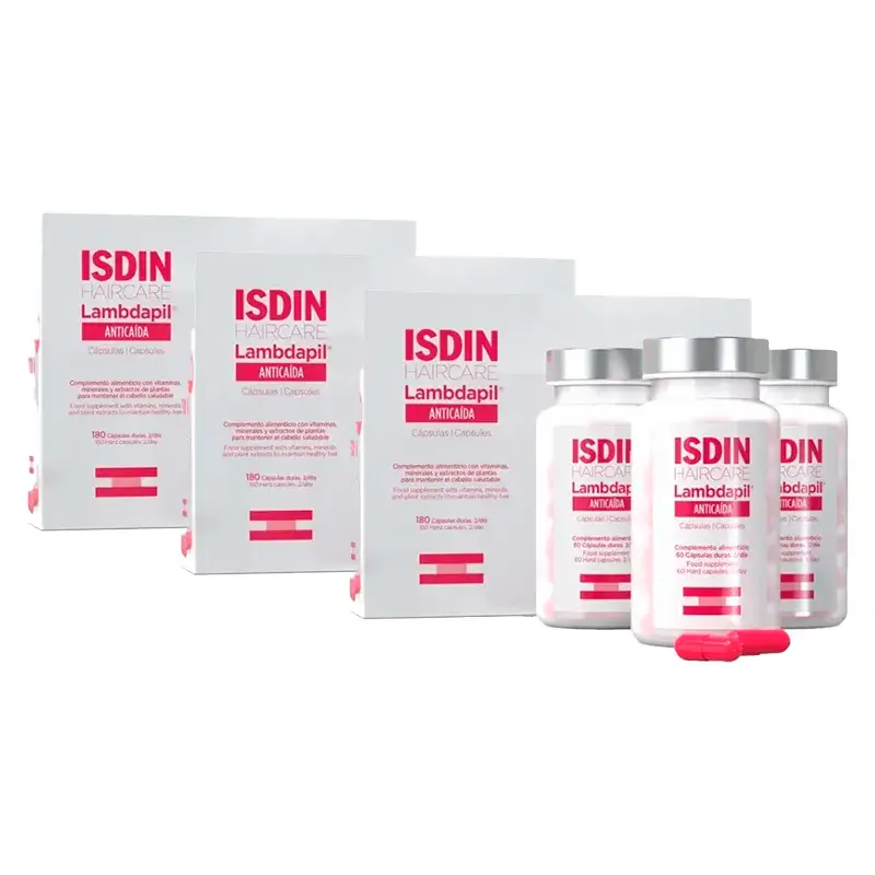 Isdin Lambdapil Anticaida Cápsulas, Pack 3 x 180 Unidades
