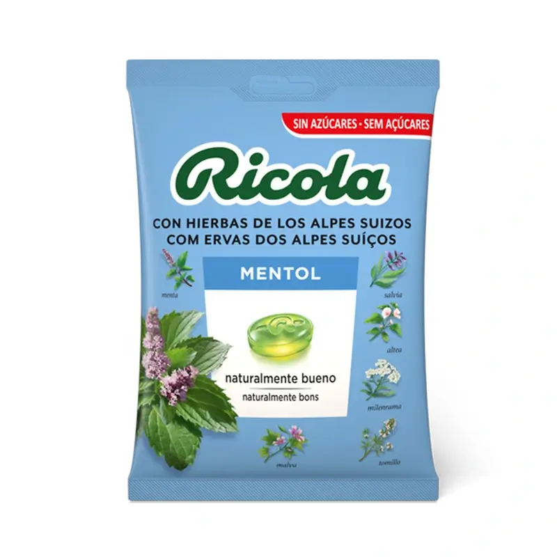 Ricola Bolsa Sin Azúcar Mentol , 70 gr